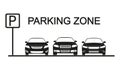 Parking zone sign with car icons. Parking concept in flat style. Royalty Free Stock Photo